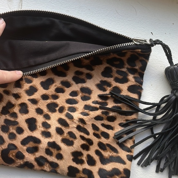 SIMONE CAMILLE Leopard real animal fur Leather Tassel clutch - Picture 5 of 9